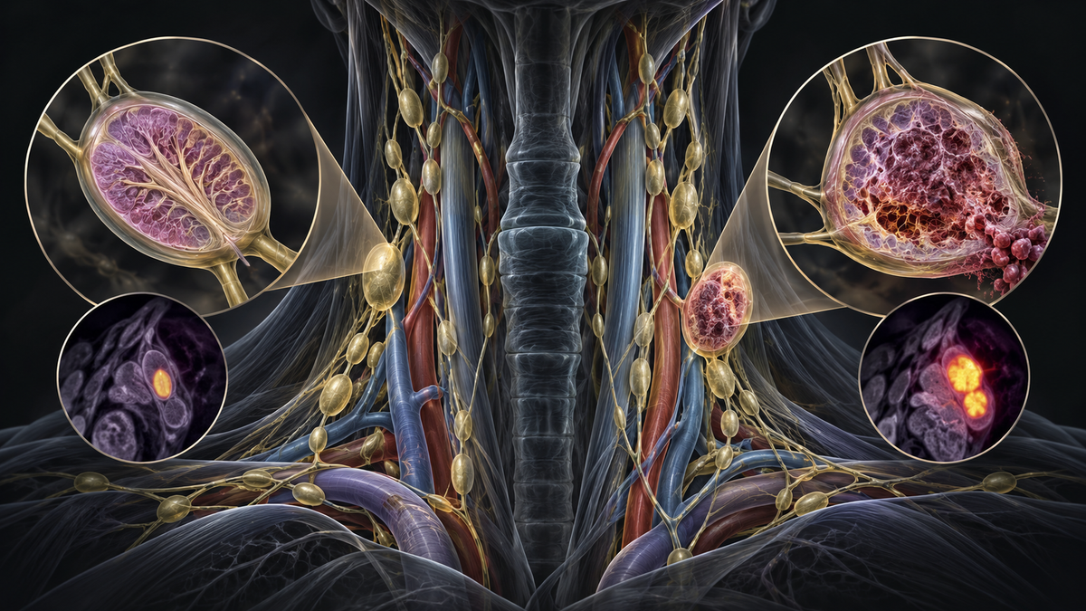 Original medical illustration for: A Guide to Evaluating Head and Neck Lymph Nodes in Cancer: What Imaging Reveals and Why It Matters