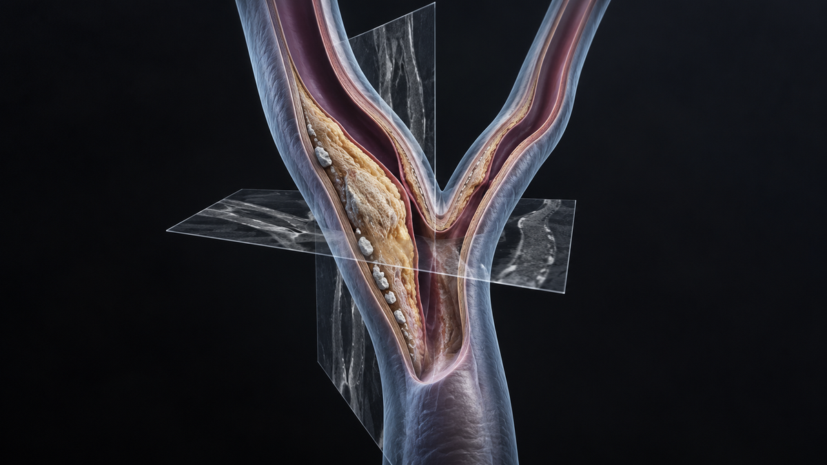 Original medical illustration for: A New CT-Based Plaque Score Predicts Stroke Risk Better Than Artery Narrowing Alone
