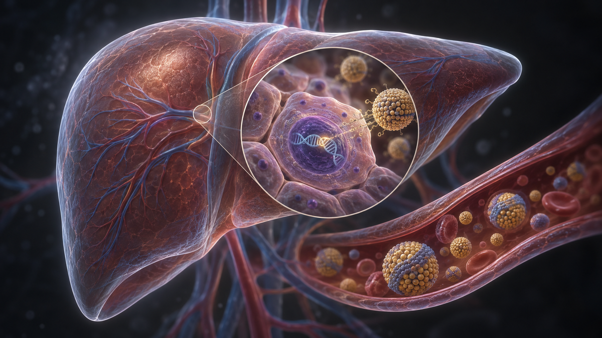 Original medical illustration for: A One-Time Gene-Editing Treatment for High Cholesterol Shows Strong Results at 1 Year: What the New CTX310 Data Mean