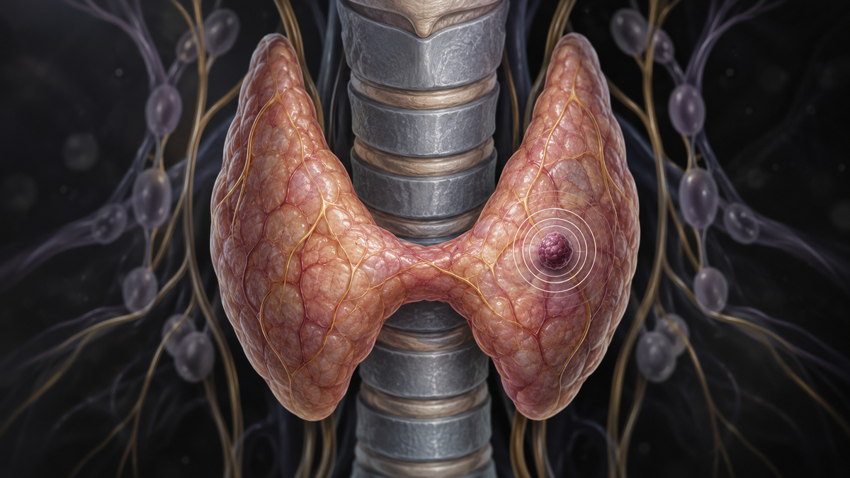 Original medical illustration for: Active Surveillance for Micropapillary Thyroid Carcinoma: A Patient's Guide to Understanding Your Options