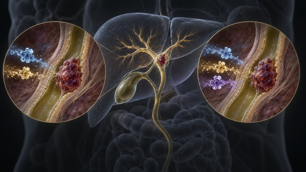 Original medical illustration for: Adding a Third Chemotherapy Drug Did Not Improve Survival in Advanced Biliary Tract Cancer: Results From the SWOG S1815 Phase III Trial