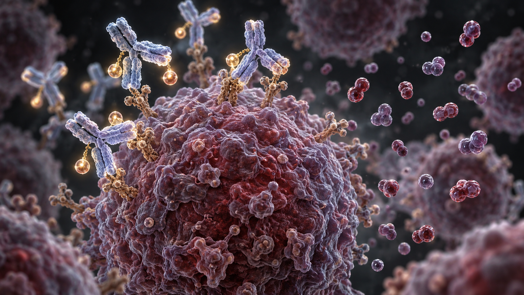 Original medical illustration for: Antibody-Drug Conjugates vs. Chemotherapy for Malignant Tumors: What a Major Review of 13 Trials Found