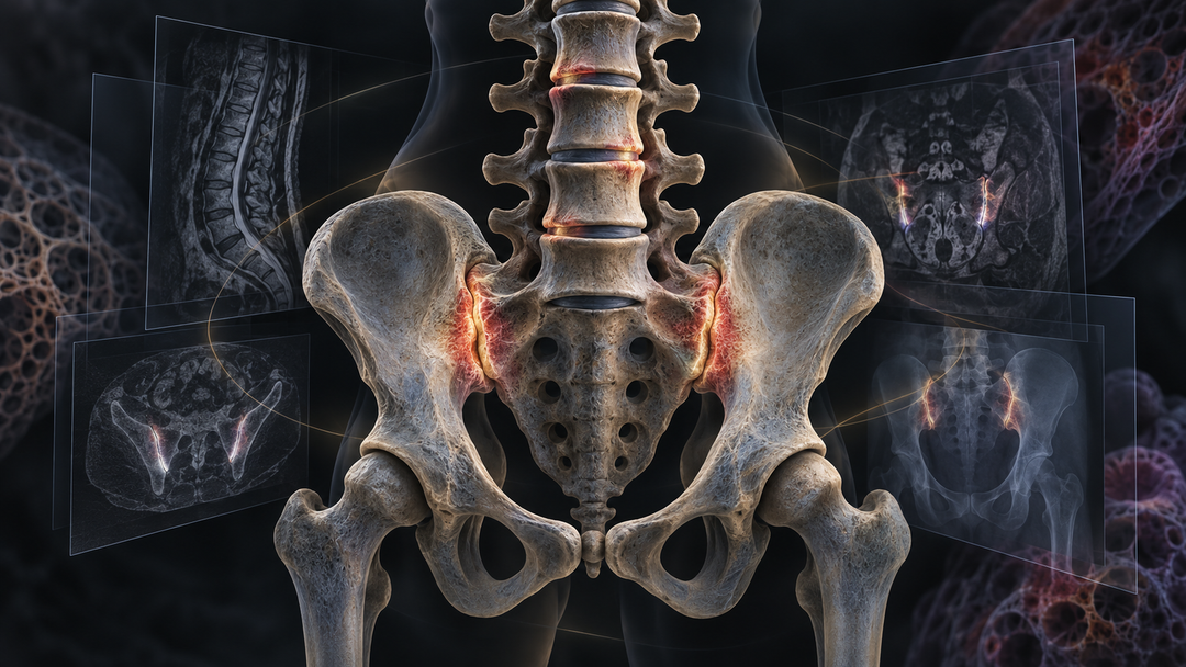 Original medical illustration for: Axial Spondyloarthritis: Understanding the Challenges Doctors Face in Making the Diagnosis