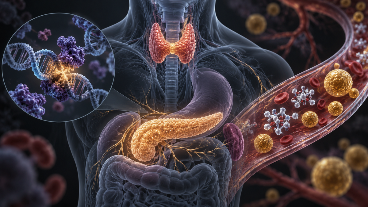 Original medical illustration for: Do PARP Inhibitor Cancer Drugs Affect Blood Sugar, Thyroid, and Cholesterol? A Major Review of 26 Trials