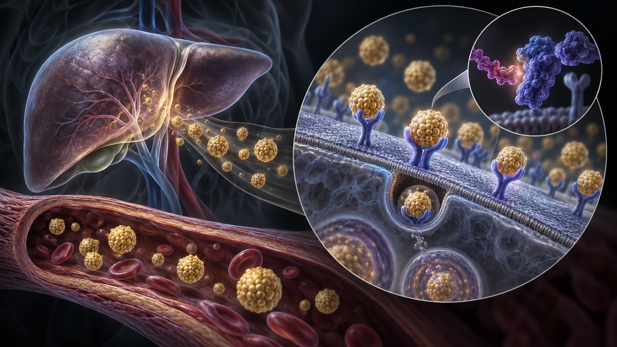 Original medical illustration for: Enlicitide: An Oral Pill That Cuts “Bad” Cholesterol by More Than Half — What a Major Clinical Trial Found
