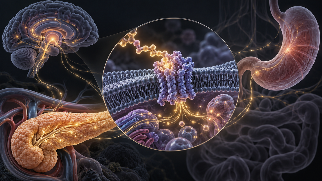 Original medical illustration for: GLP-1 Receptor Agonists: How They Work and What They Can Treat