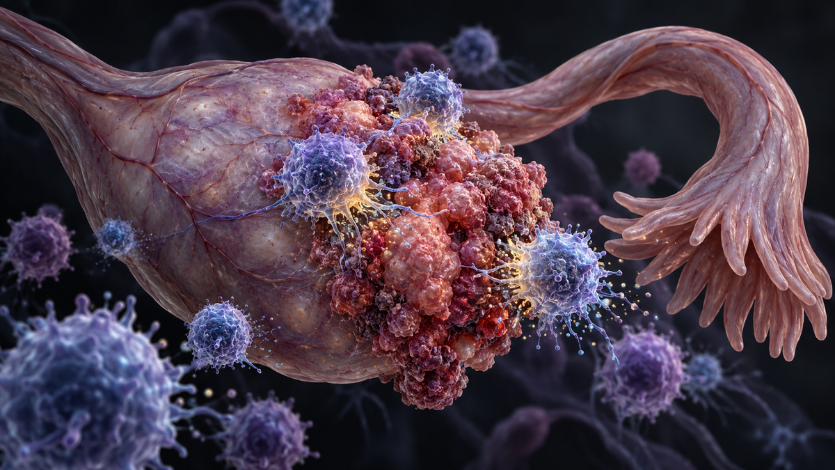 Original medical illustration for: Immunotherapy Extends Survival in a Hard-to-Treat Subgroup of Advanced Ovarian Cancer