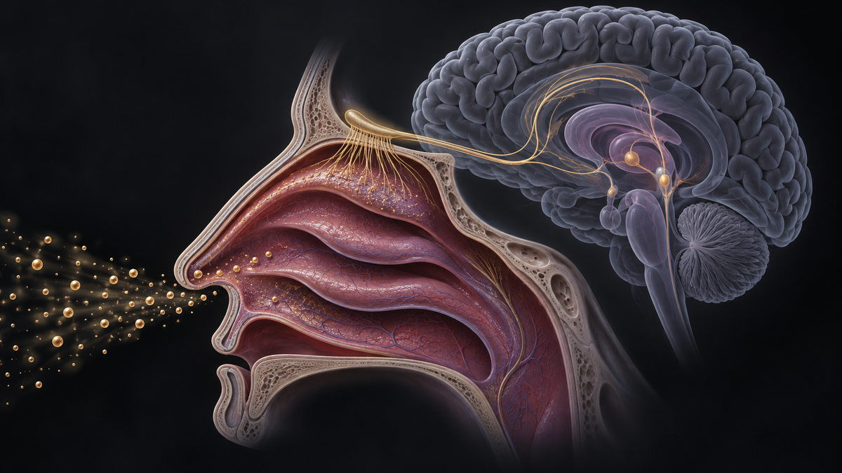 Original medical illustration for: Nasal Spray Treatments for Parkinson's Disease: What Clinical Studies Show