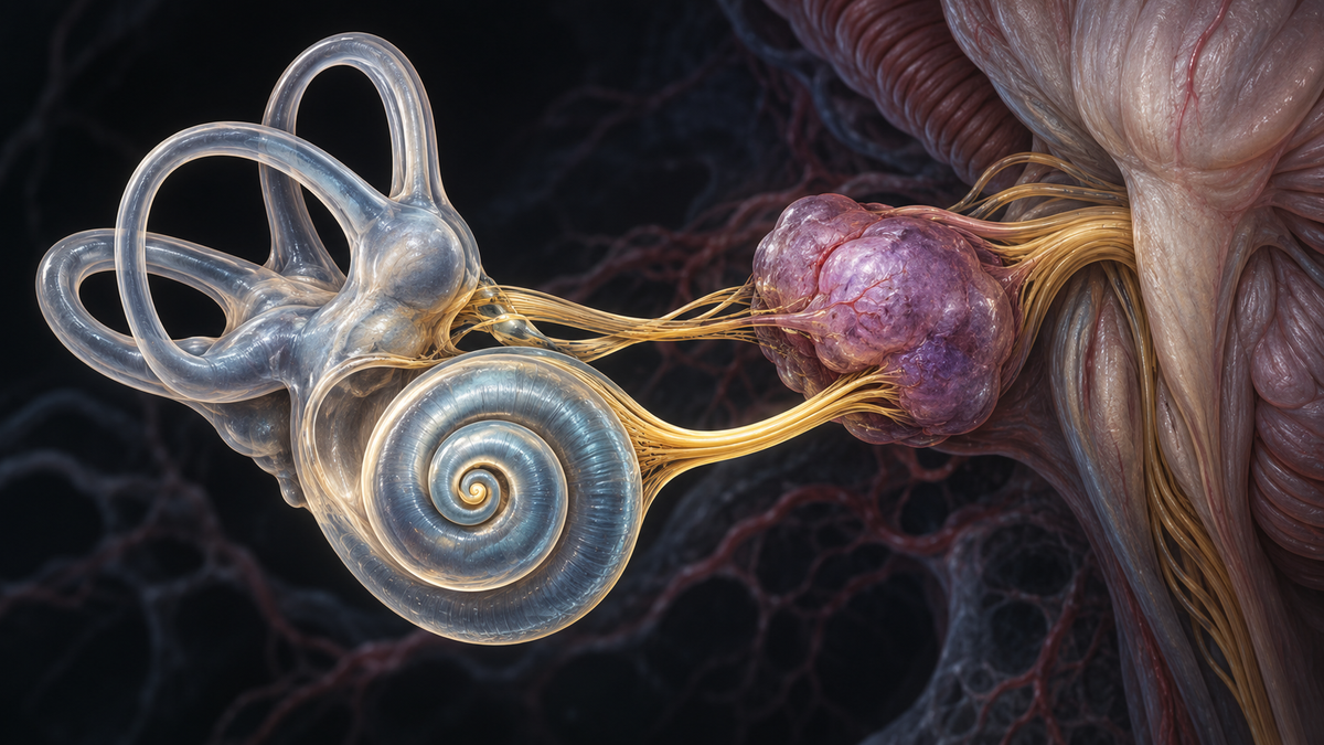 Original medical illustration for: Save the Nerve: The Neurosurgery Debate Over Preserving Hearing in Acoustic Neuroma Surgery