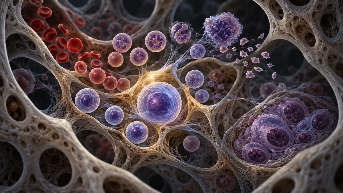 Original medical illustration for: Stem Cell Transplantation for Multiple Myeloma: What a Landmark Global Study of 61,000+ Patients Means for You