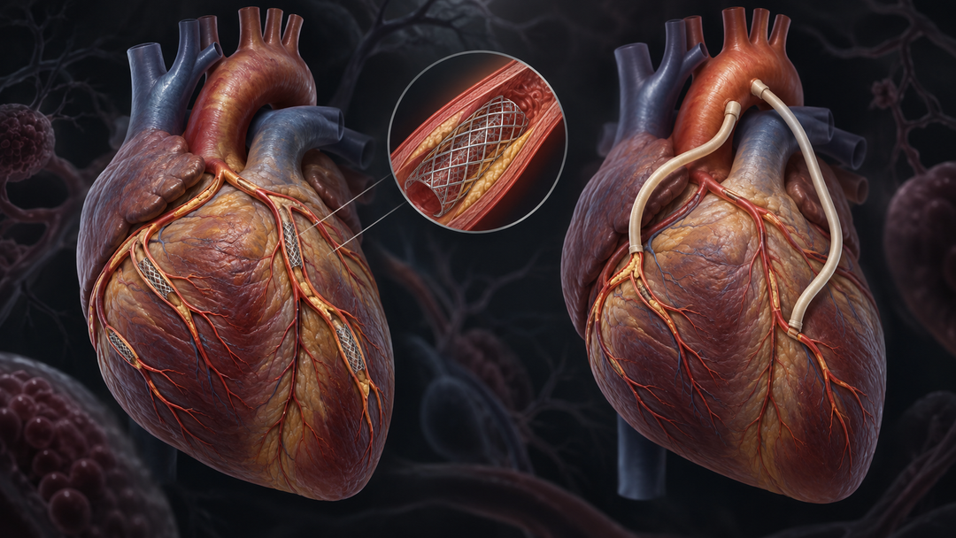 Original medical illustration for: Stents vs. Bypass Surgery for Three-Vessel Heart Disease: What the FAME 3 Study Found