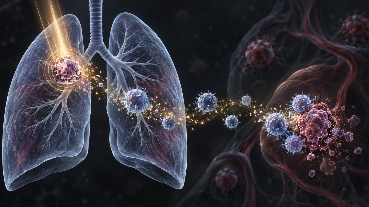 Original medical illustration for: The Abscopal Effect in Non-Small Cell Lung Cancer: When Treating One Tumor Shrinks Tumors Elsewhere in the Body