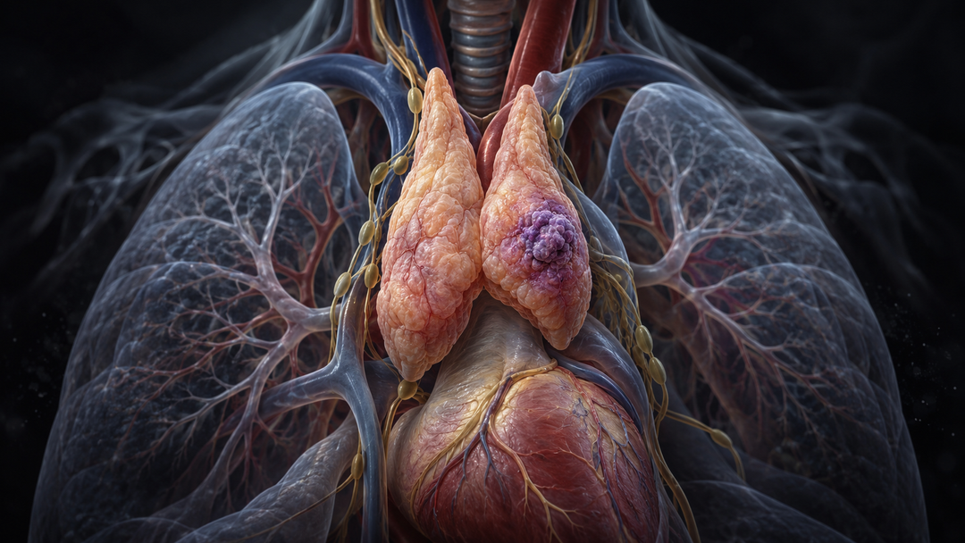 Original medical illustration for: Thymic Neuroendocrine Tumours: What Patients Need to Know About the Science, Diagnosis and Treatment