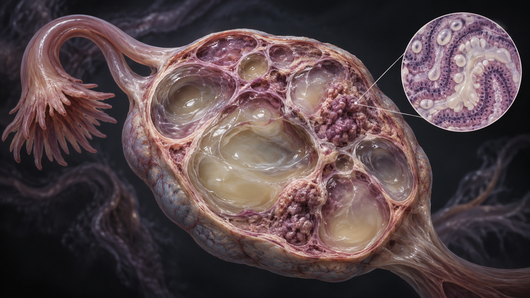 Original medical illustration for: Understanding Mucinous Ovarian Cancer: A Rare Disease That Needs Its Own Treatment Plan