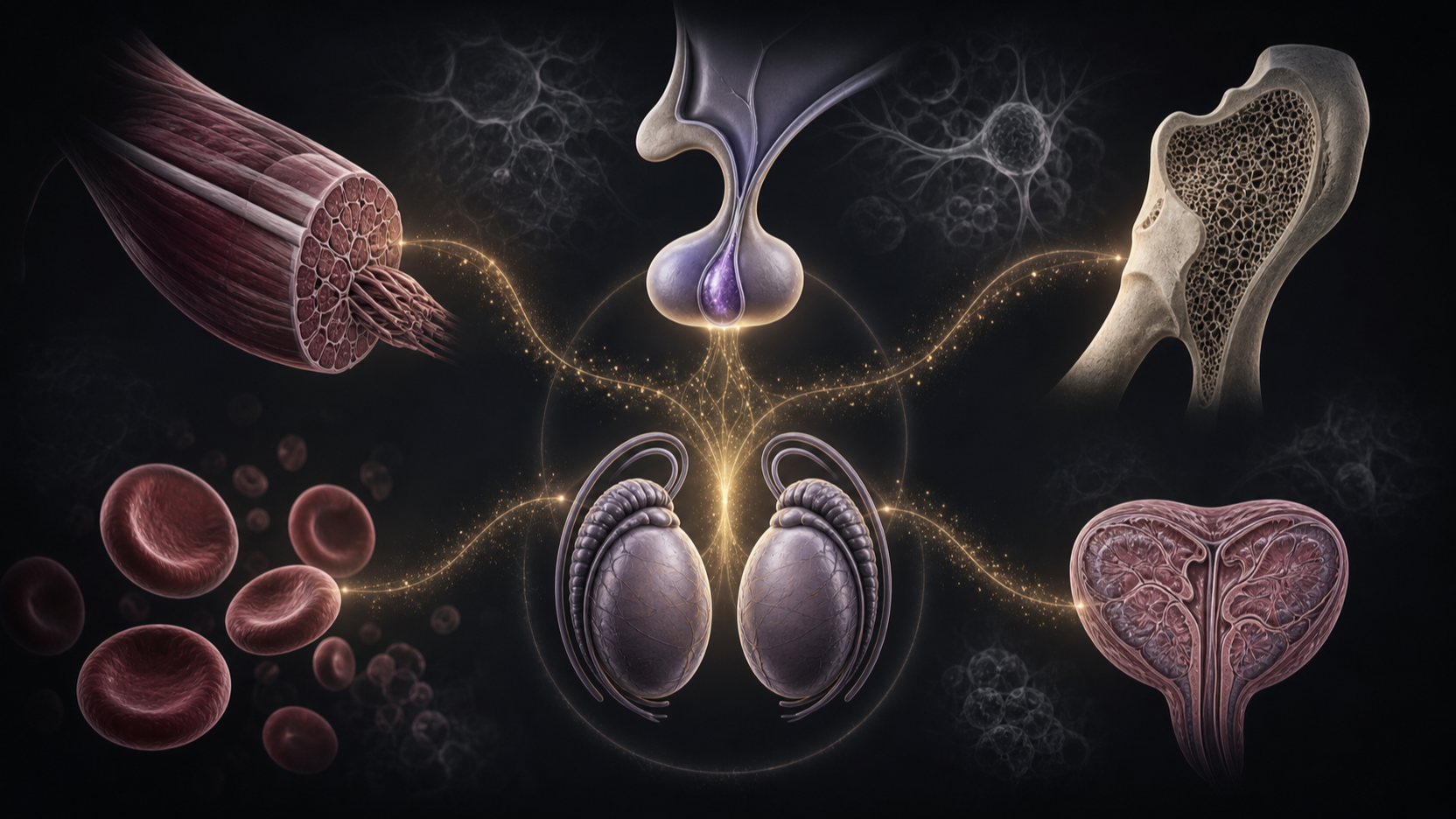 Original medical illustration for: Understanding Testosterone Treatment for Men with Low Testosterone: Benefits, Risks, and What the Research Shows