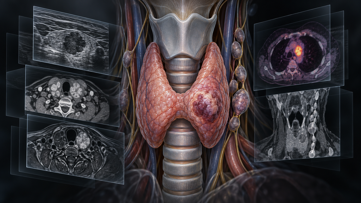 Original medical illustration for: Understanding Thyroid Cancer: A Complete Guide to Diagnosis, Staging, and Treatment Through Imaging