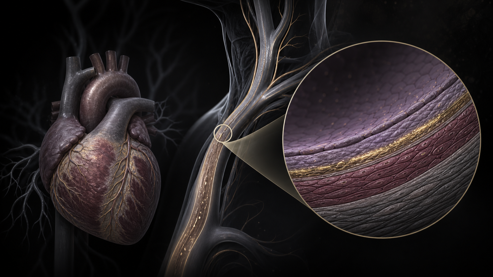 Original medical illustration for: Your Arteries Reveal Your True Heart Health: Understanding Carotid Intima-Media Thickness and Vascular Age