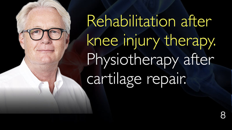 Rehabilitation after knee injury therapy. Physiotherapy after cartilage repair. 8