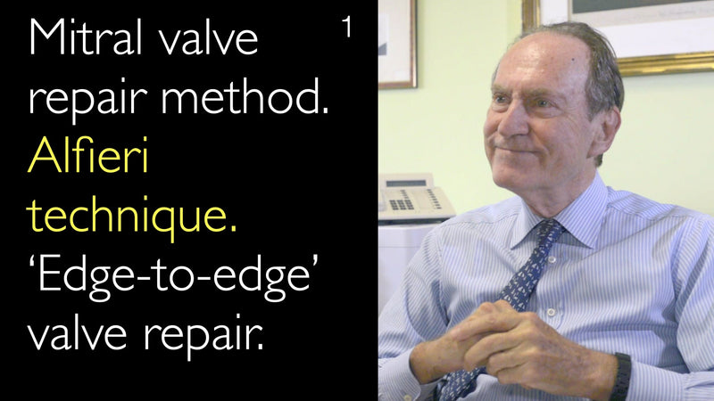 Mitral valve repair method. Alfieri technique. ‘Edge-to-edge’ valve repair. 1